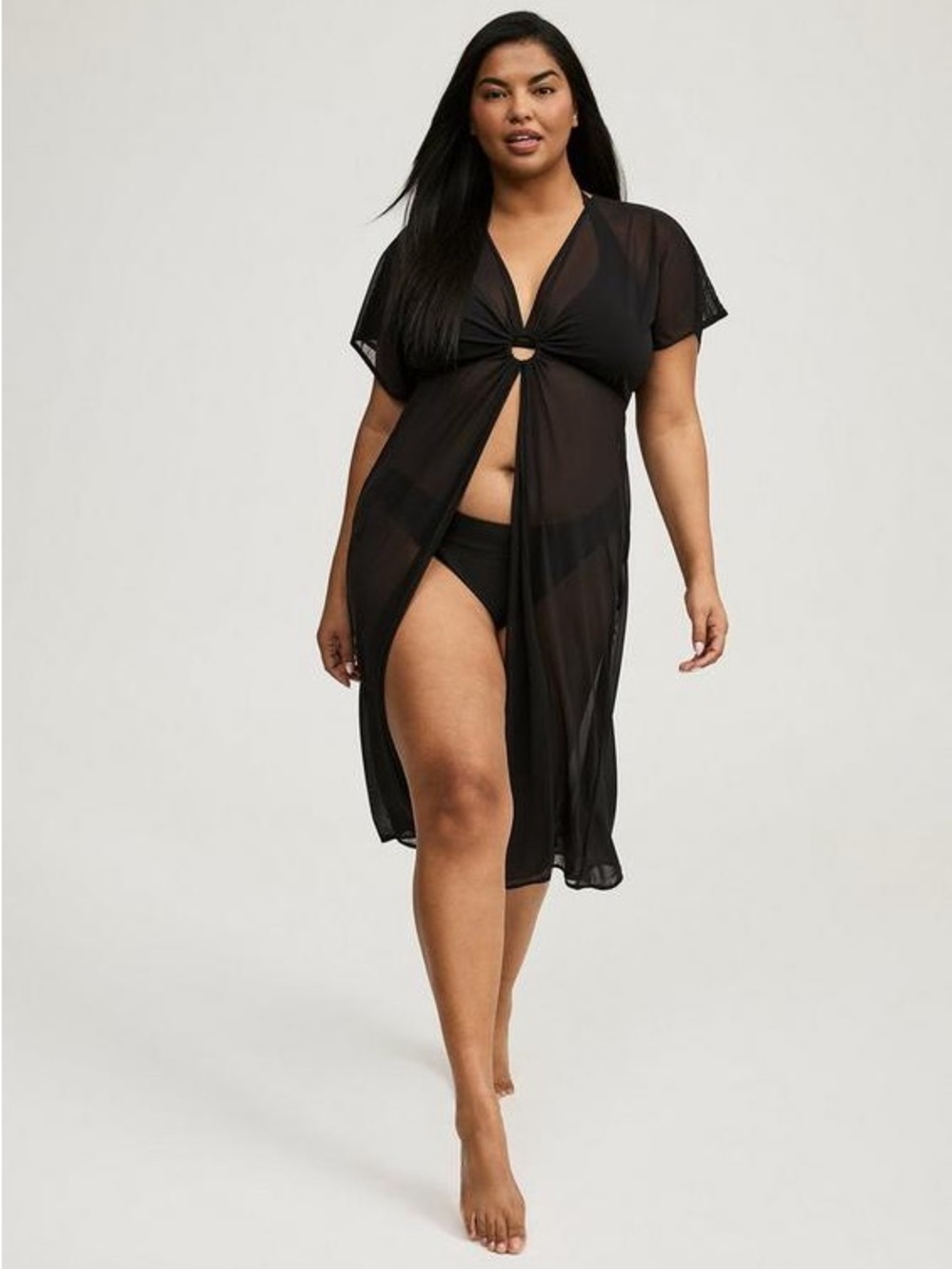torrid Black Sheer Mesh Swim Coverup Maxi